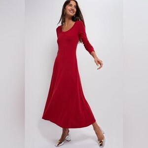 Tuckernuck Bamboo Red Long Sleeve Sara Maxi Dress Size Small